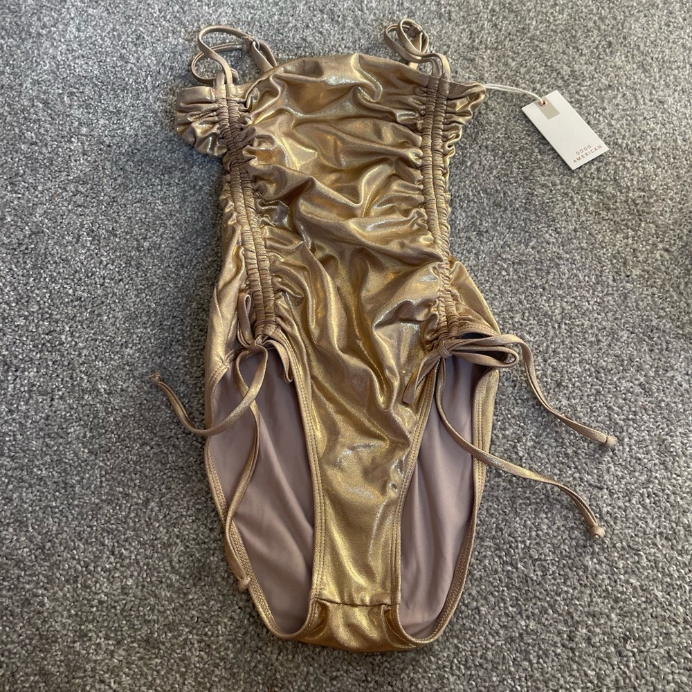 Good American One-Piece Swimsuit – Metallic Gold (Size 1 / Small) - Picture 7 of 9